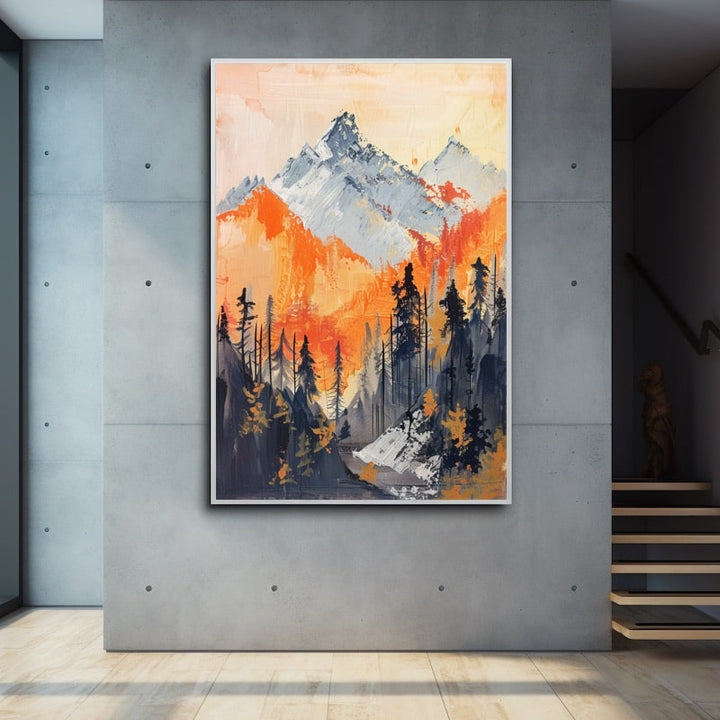 Peinture Paysage Abstrait Montagne, art mural décoration nature