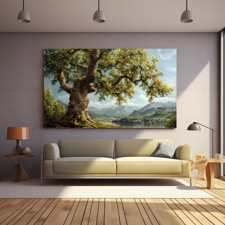 Peinture Paysage Arbre, art mural décoration nature