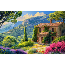 Peinture Paysage avec Maison, art mural décoration nature