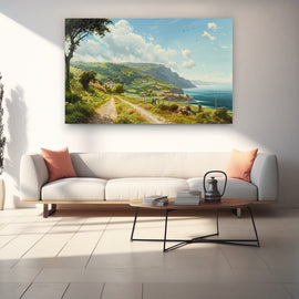 Peinture Paysage Basque, art mural décoration nature