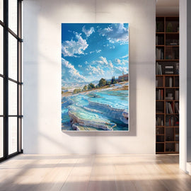 Peinture Paysage Bleu, art mural décoration nature