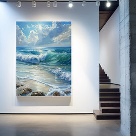 Peinture Paysage Bord de l'Eau, art mural décoration nature