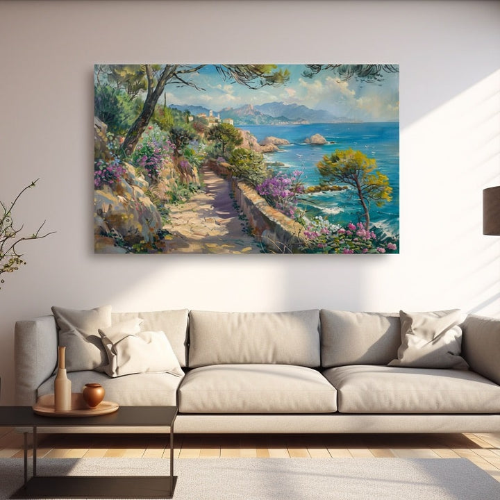 Peinture Côte Ensoleillée, art mural décoration nature