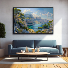 Peinture Paysage Calanques, art mural décoration nature