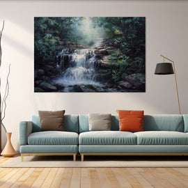 Peinture Paysage Cascade, art mural décoration nature
