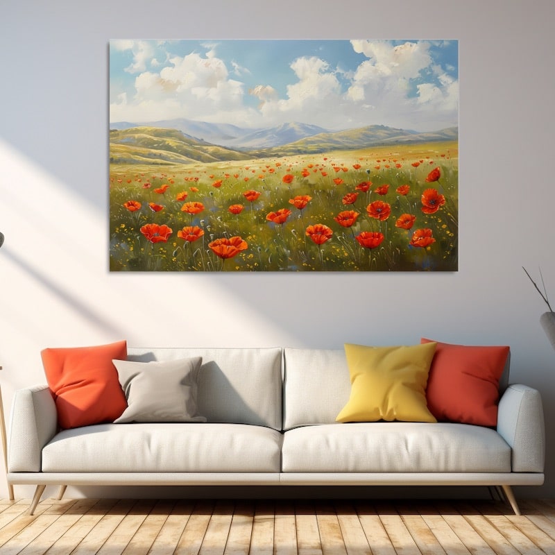 Peinture Paysage Coquelicot