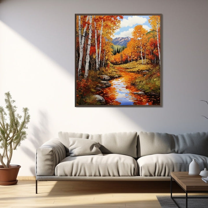 Peinture Paysage d'Automne, art mural décoration nature