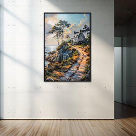 Peinture Paysage Bretagne et Sentier Côtier, art mural décoration nature