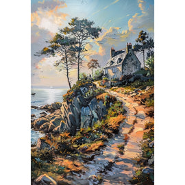 Peinture Paysage Bretagne et Sentier Côtier, art mural décoration nature