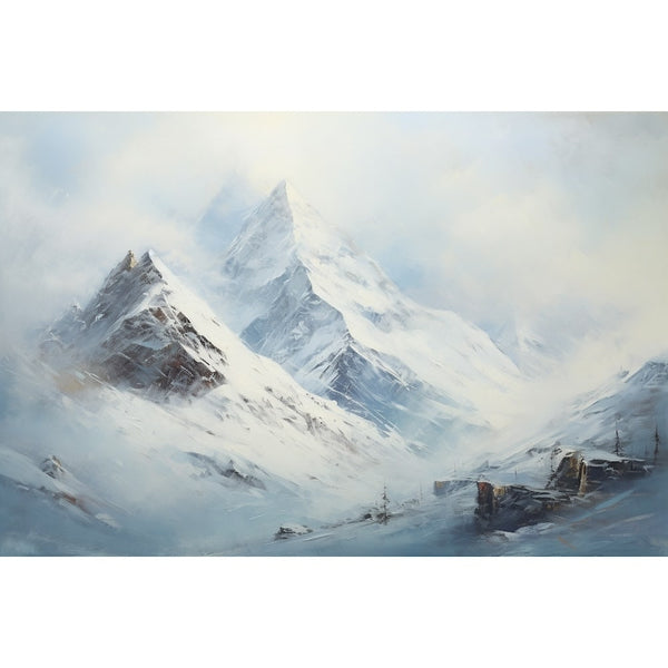 Peinture Paysage de Montagne sous la Neige, art mural décoration nature
