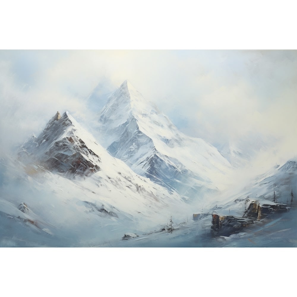 Peinture Paysage De Montagne Sous Neige