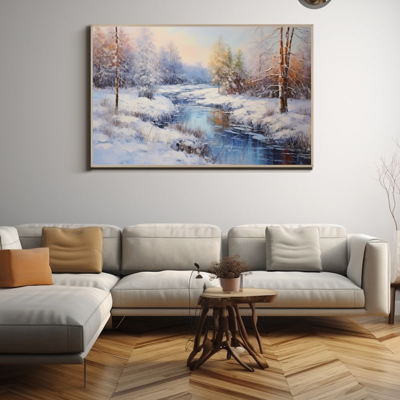 Peinture Paysage De Neige Au Couteau