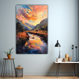 Peinture Paysage Dégradé, art mural décoration nature