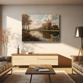 Peinture Paysage Flamand, art mural décoration nature