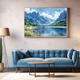 Peinture Paysage Fleuve, art mural décoration nature