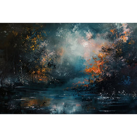Peinture Paysage sur Fond Noir, art mural décoration nature