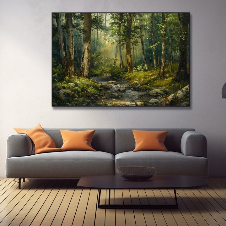 Peinture Paysage Forêt, art mural décoration nature