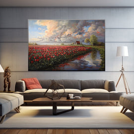 Peinture Paysage Hollandais, art mural décoration nature