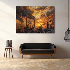 Peinture Paysage Industriel, art mural décoration nature