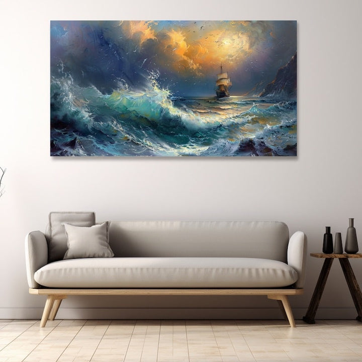 Peinture Paysage Marin, art mural décoration nature