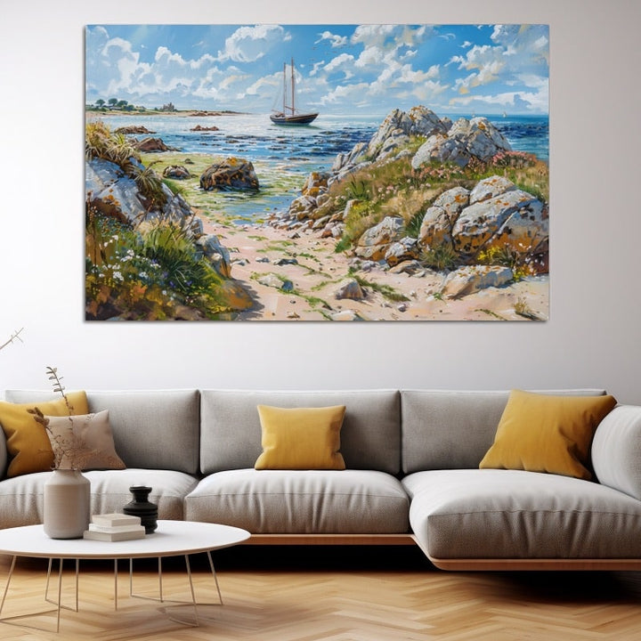 Peinture Paysage Marin Breton, art mural décoration nature