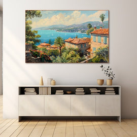 Peinture Paysage Méditerranéen, art mural décoration nature
