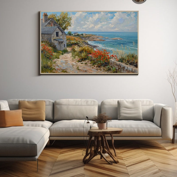 Peinture Paysage Mer Bretagne, art mural décoration nature