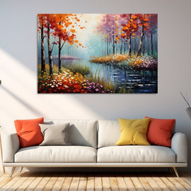Peinture Paysage Moderne Au Couteau, art mural décoration nature