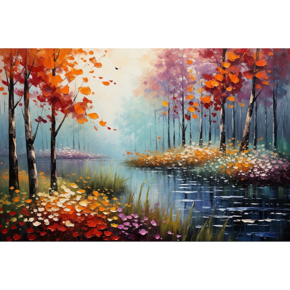 Peinture Paysage Moderne Au Couteau, art mural décoration nature
