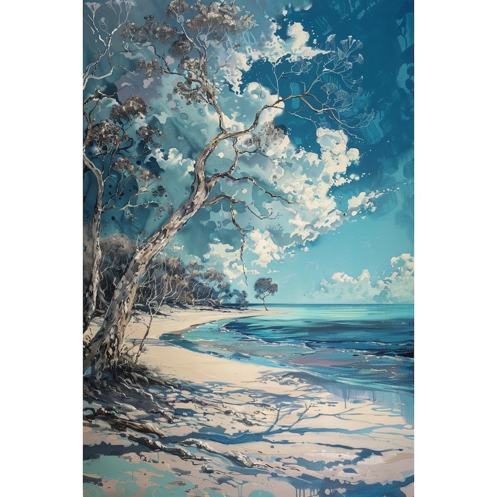 Peinture Paysage Marin Moderne, art mural décoration nature