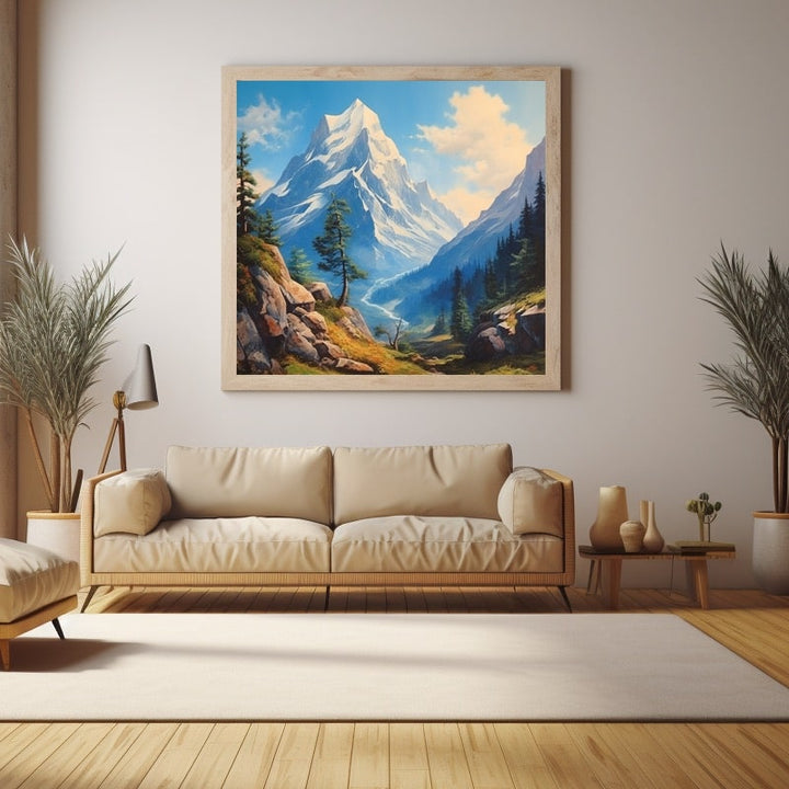 Peinture Paysage Montagne, art mural décoration nature