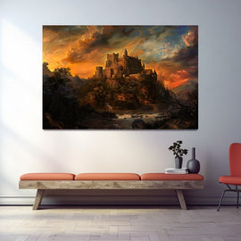 Peinture Paysage Moyen Âge, art mural décoration nature