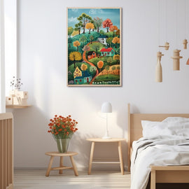 Peinture Paysage Naïf, art mural décoration nature