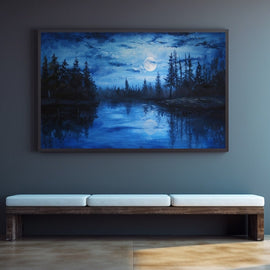 Peinture Paysage Nocturne, art mural décoration nature