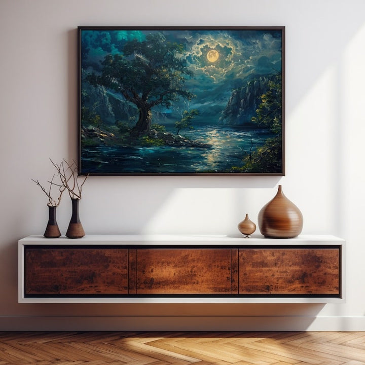 Peinture Paysage Nuit, art mural décoration nature