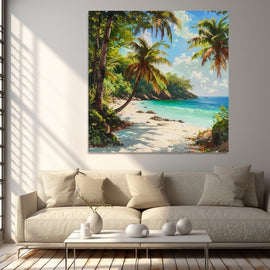 Peinture Paysage Paradisiaque, art mural décoration nature