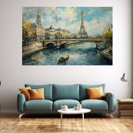 Peinture Paysage Paris, art mural décoration nature