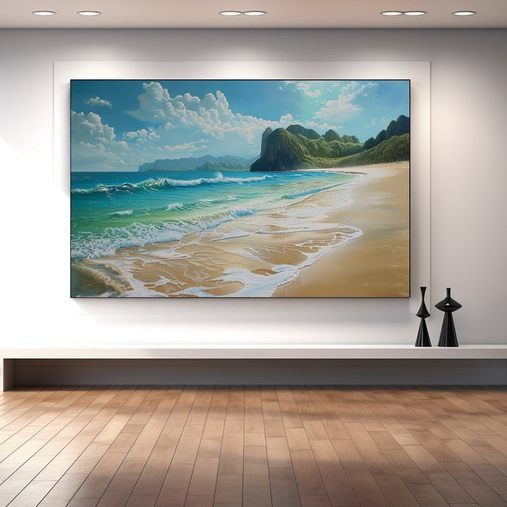 Peinture Paysage Plage, art mural décoration nature