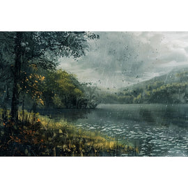 Peinture Paysage sous la Pluie, art mural décoration nature