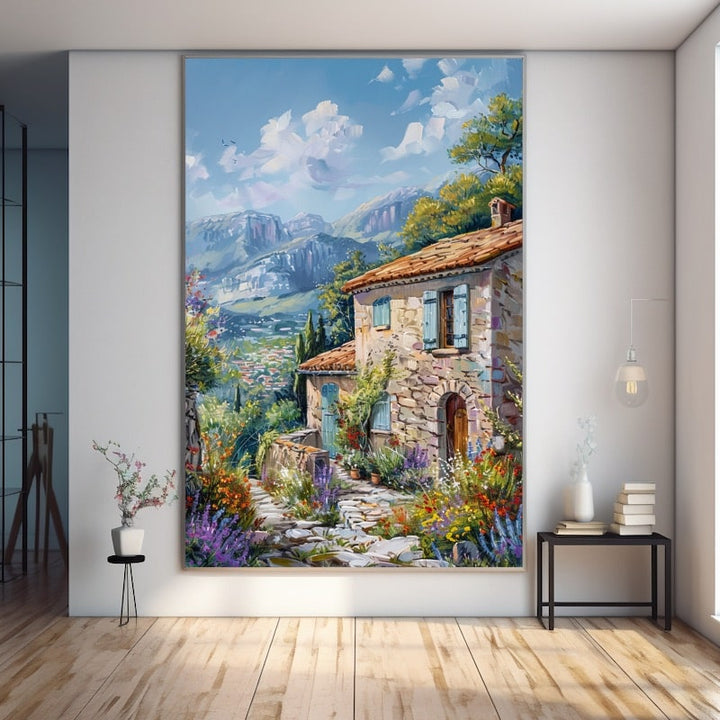 Peinture Paysage Provençal, art mural décoration nature
