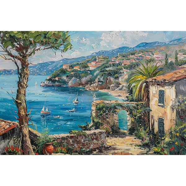 Peinture Paysage Provençal Mer, art mural décoration nature
