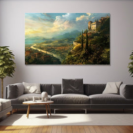 Peinture Paysage Renaissance Italienne, art mural décoration nature