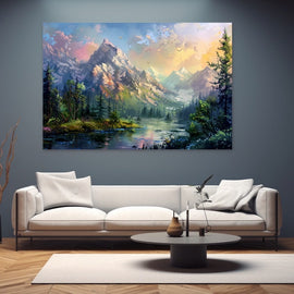 Peinture Paysage Rivière, art mural décoration nature