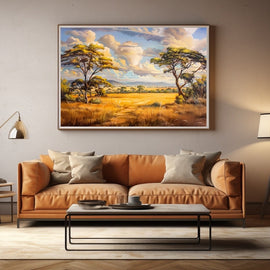 Peinture Paysage Savane, art mural décoration nature