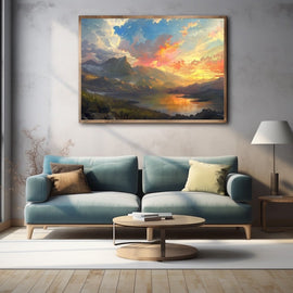 Peinture Paysage Soir, art mural décoration nature
