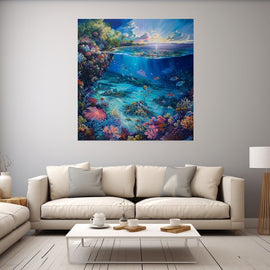 Peinture Paysage Sous-Marin, art mural décoration nature