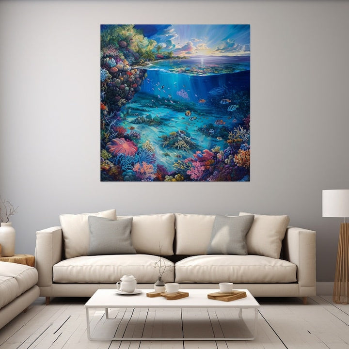 Peinture Paysage Sous-Marin, art mural décoration nature