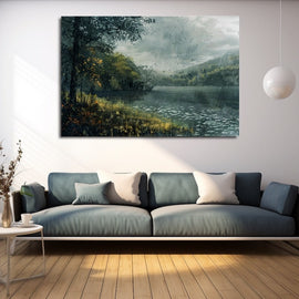 Peinture Paysage sous la Pluie, art mural décoration nature