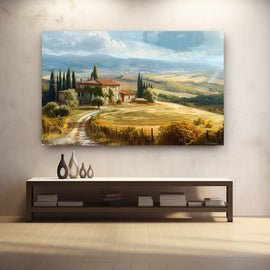 Peinture Paysage Toscane, art mural décoration nature