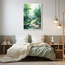 Peinture Paysage Vert, art mural décoration nature